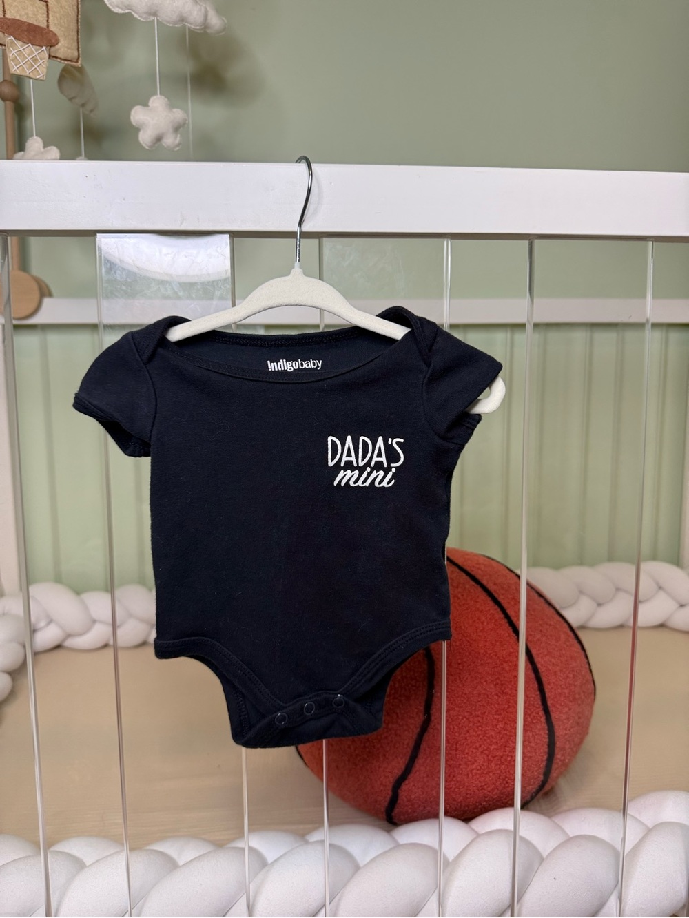 Indigo Black "DADA'S mini" Short-Sleeve Baby Bodysuit
